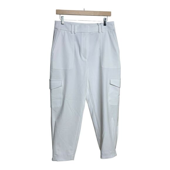 Express White high-waisted cargo pants with elastic waistband, pockets and zippe - Picture 1 of 10